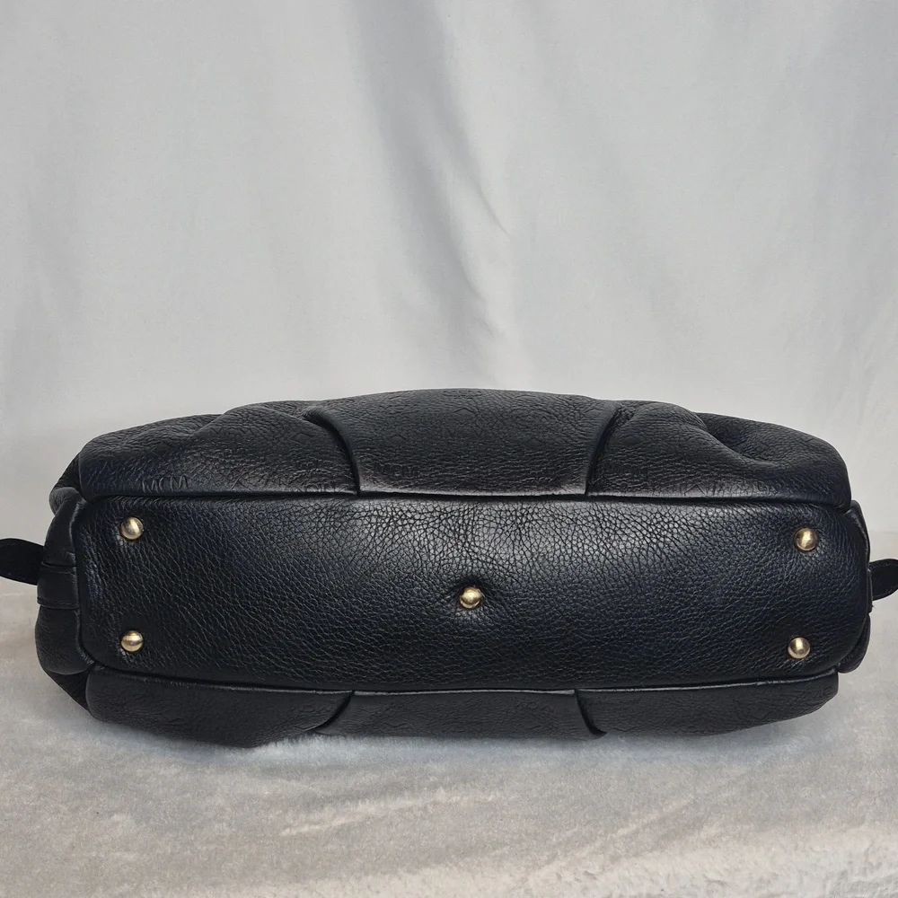 MCM Black Leather Handbag with Gold Accents